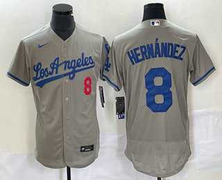 Men's Los Angeles Dodgers #8 Kike Hernandez Number Grey Stitched Flex Base Nike Jersey,We sell and wholesale Men's Los Angeles Dodgers #8 Kike Hernandez Number Grey Stitched Flex Base Nike Jersey on line form chian!